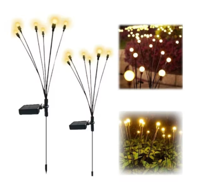 Set 4 X Lampi solare Licurici De Gradina 6 Bulbi Fiecare, Lumina alba calda [8]