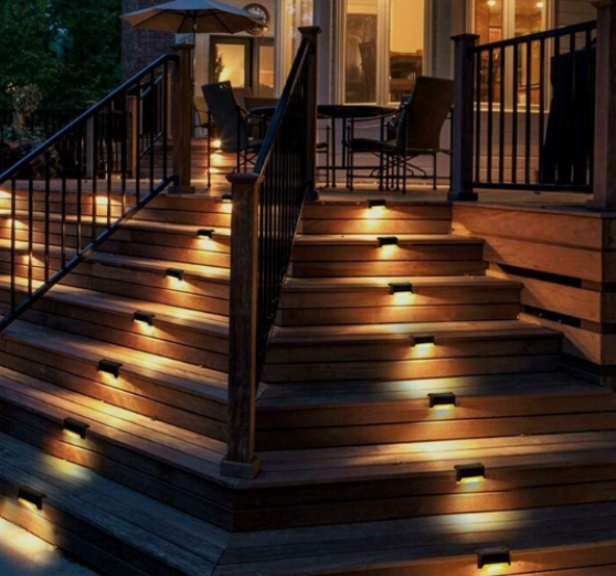 Set 4 x lampi solare, LED, maro, pentru scari, gard, balustrada [3]