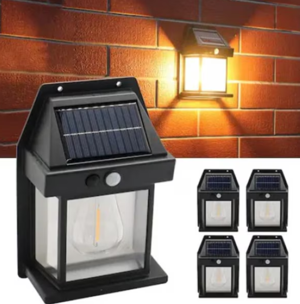 Set 4x Lampa solara LED de perete cu senzor de miscare, 3 moduri de iluminare, BZRSH, lumina calda [5]