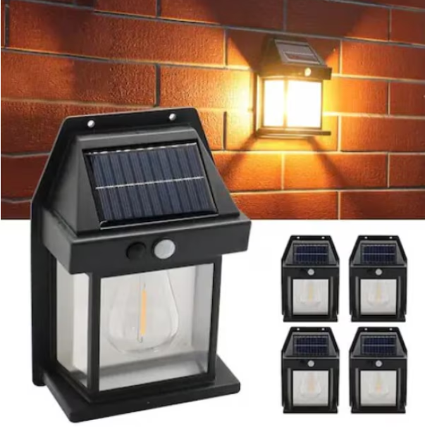 Set 4x Lampa solara LED de perete cu senzor de miscare, 3 moduri de iluminare, BZRSH, lumina calda [3]