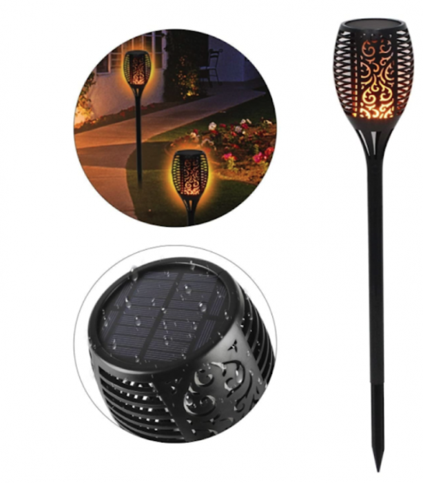 Set 4x Lampa solara tip torta cu efect flacara, 49 cm [3]