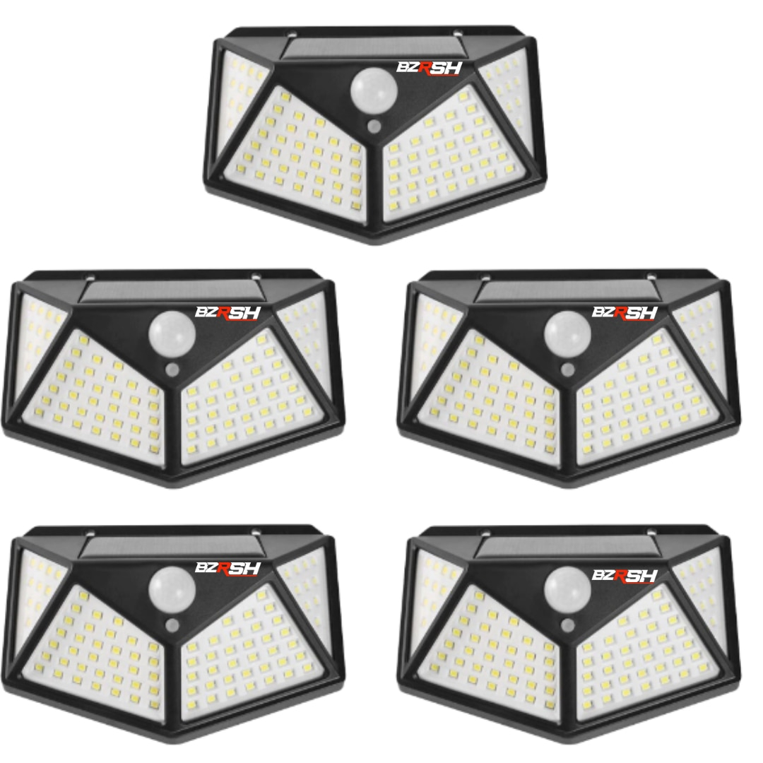 Set 5 lampi cu incarcare solara, cu senzori de amurg, miscare si lumina, 3 trepte de iluminare, 100 x LED, BZRSH [1]