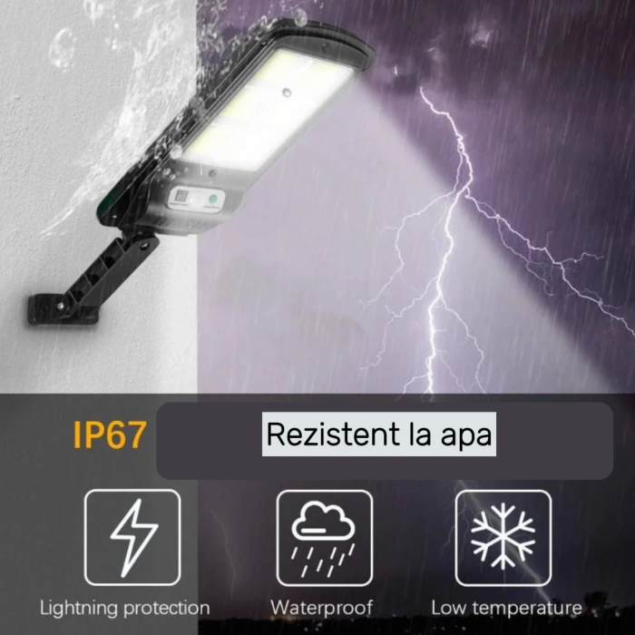 Set 5 Lampi solare LED, 40W, cu panou solar, 160 LED COB, senzor de miscare, 3 moduri de iluminare, telecomanda, BZRSH [3]