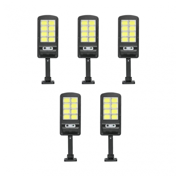 Set 5 Lampi solare LED, 40W, cu panou solar, 160 LED COB, senzor de miscare, 3 moduri de iluminare, telecomanda, BZRSH [5]