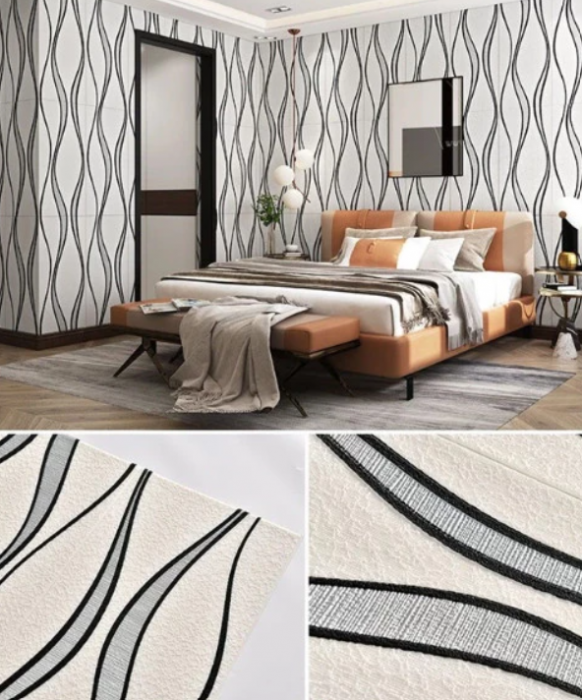 Set 5 x Placi de tapet 3D, autoadeziv/autocolant, spuma moale, design modern, pentru interior, usor de curatat, rezistent la apa, dimensiuni 68 cm x 68 cm x 0,6 cm [3]