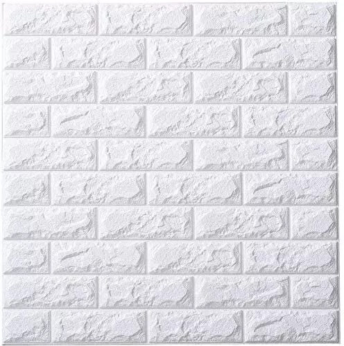 Set 5x Tapet 3D Autocolant alb, design caramida, rezistent la apa, 70cm x 77cm [3]