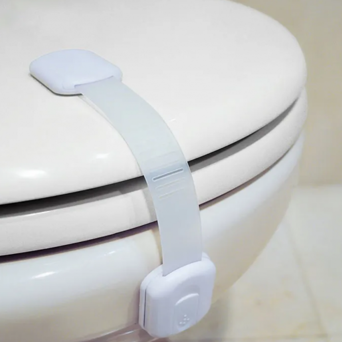 Set 6 bucati sisteme de siguranta copii ajustabile, blocare sertare, dulap, frigider, WC, adeziv puternic, lungime 19 cm, alb [6]