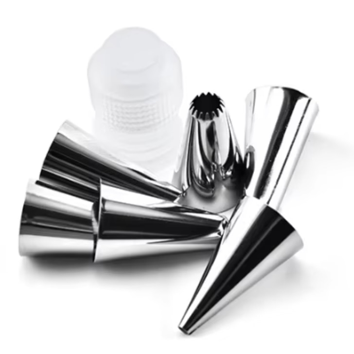 Set 6 duiuri inox, adaptor si pos silicon, pentru ornat prajituri TopBazar [4]