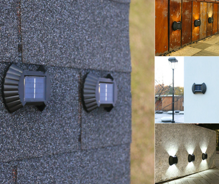 Set 4 lampi LED solare cu lumina bidirectionala pentru garduri, scari exterioare, senzor de lumina calda [5]