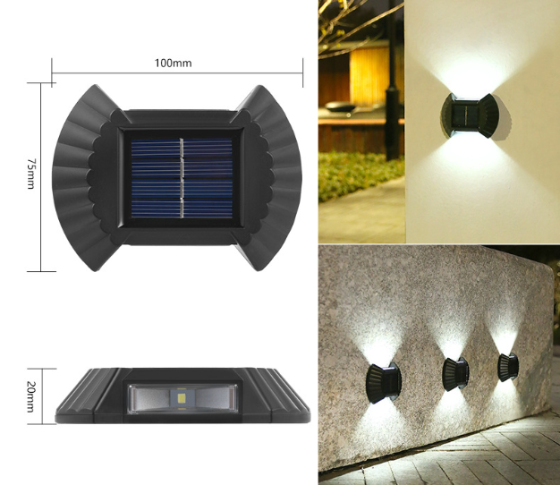 Set 8 lampi LED solare cu lumina bidirectionala pentru garduri, scari exterioare, senzor de lumina, alb rece BZRSH [4]