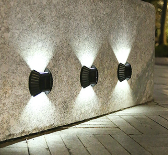 Set 8 lampi LED solare cu lumina bidirectionala pentru garduri, scari exterioare, senzor de lumina, alb rece BZRSH [3]