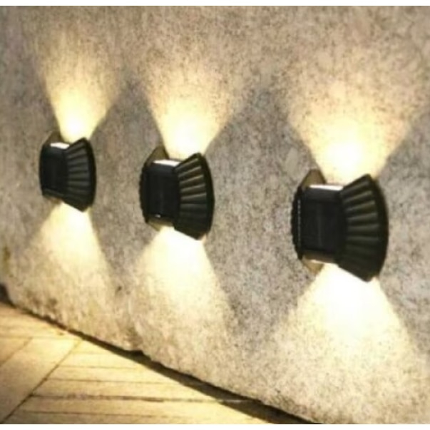 Set 12 lampi LED solare cu lumina bidirectionala pentru garduri, scari exterioare, senzor de lumina calda [3]