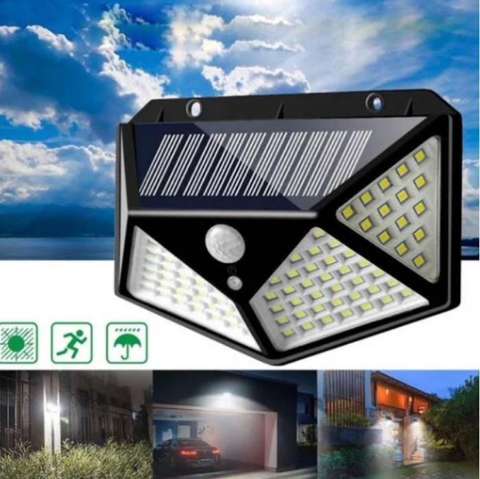 Set 8 x Lampa cu Incarcare Solare, Senzor de Miscare, 3 Moduri de Iluminare, 100 LED, Prindere pe Perete [5]
