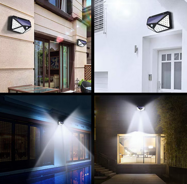 Set 8 x Lampa cu Incarcare Solare, Senzor de Miscare, 3 Moduri de Iluminare, 100 LED, Prindere pe Perete [2]