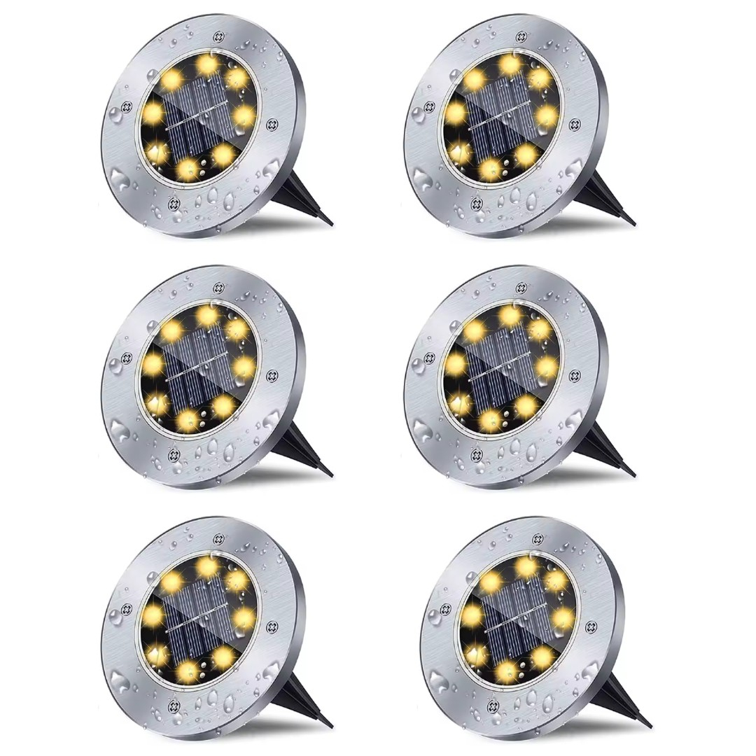 Set 12 Lampi Solare Spot 8 LED Gradina IP65 Metal Alb Cald [2]