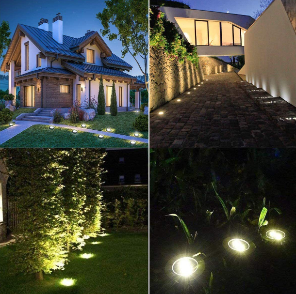Set 12 Lampi Solare Spot 8 LED Gradina IP65 Metal Alb Cald [8]