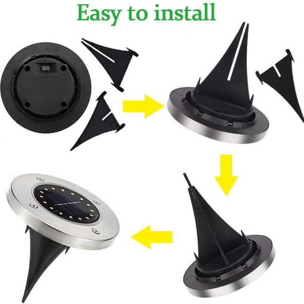 Set 12x Lampa Cu Incarcare Solara Rapida SI Timp Mare De Utilizare, alb cald, Tip Spot Cu 8 Leduri, Pentru Gradina, WaterProof, IP65, Carcasa Din Metal Rezistent [7]