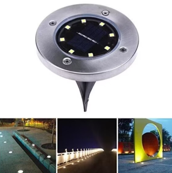 Set 12 Lampi Solare Spot 8 LED Gradina IP65 Metal Alb Cald [6]