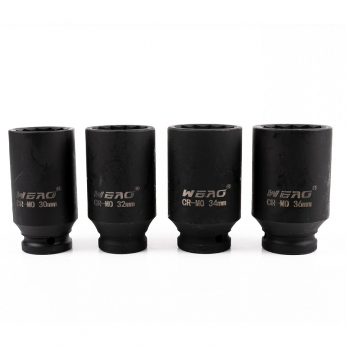Set chei tubulare impact, 4 piese 30, 32, 34, 36 mm, prindere 1/2, BZRSH [4]