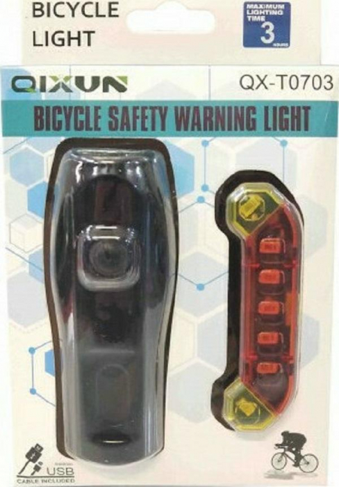Set de lumini LED fata-spate pentru bicicleta, reincarcabile USB [3]