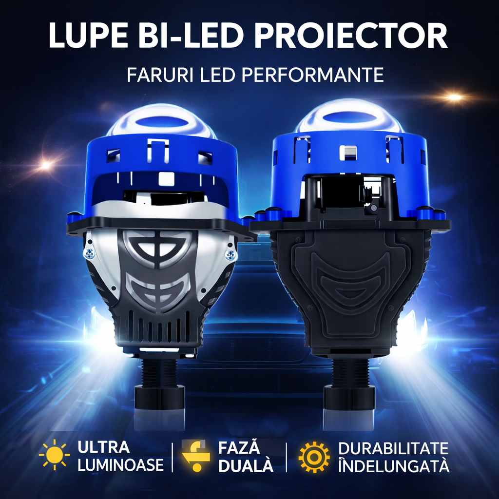 Set 2 lupe BI LED 3.0 Inch  Faza scurta / lunga 180W/210W 20000LM, [2]