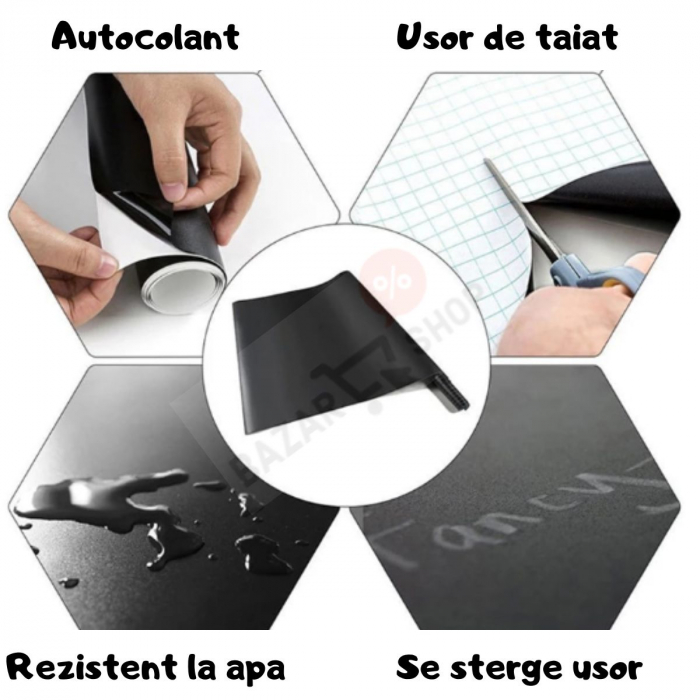 Set 2x Sticker Blackboard, folie autocolanta, negru, tabla de scris cu creta [2]