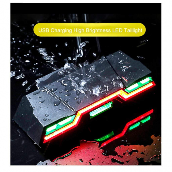 STOP spate LED pentru bicicletă cu 6 moduri iluminare, reincarcare prin USB [4]