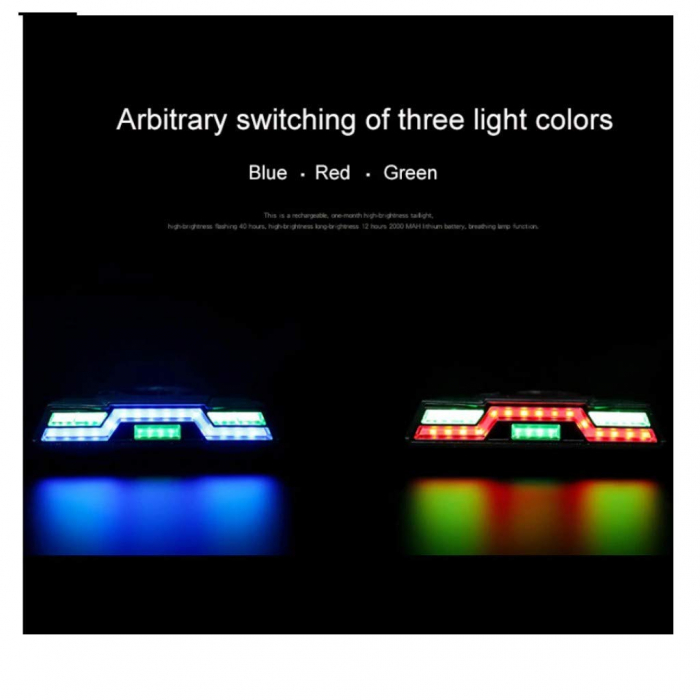 STOP spate LED pentru bicicletă cu 6 moduri iluminare, reincarcare prin USB [5]