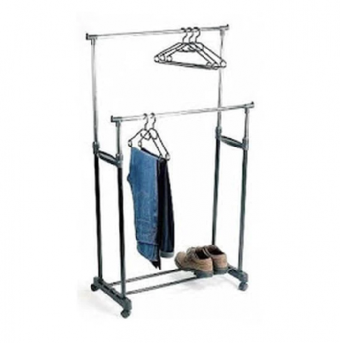 Suport de haine dublu, reglabil, mobil, cadru metalic, inaltime maxima 130cm, maxim 20 kg [4]