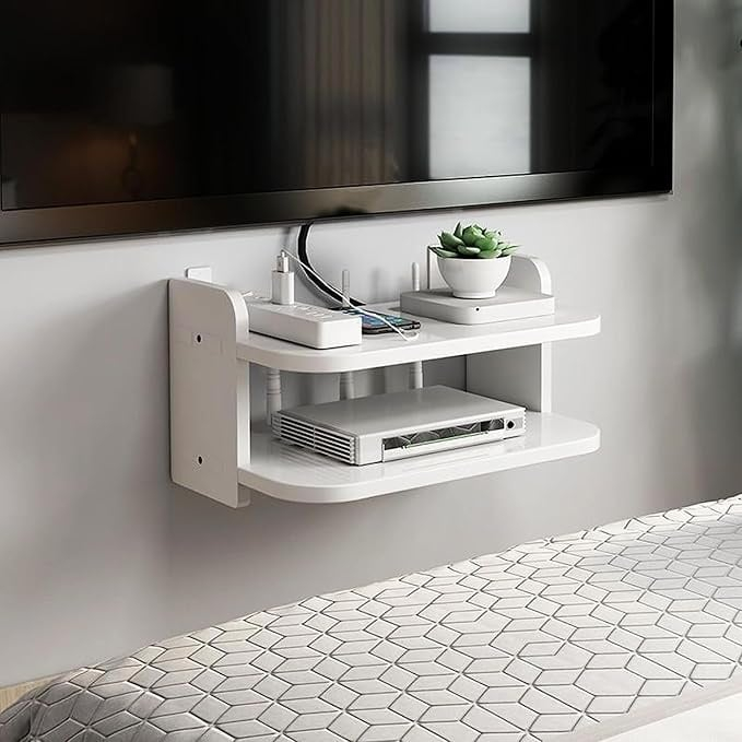 Suport de perete pentru router si alte obiecte, 20x30x14cm, alb [2]