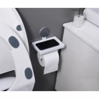 Suport hârtie igienică  cu fixare pe perete, cu suport pentru telefon [3]
