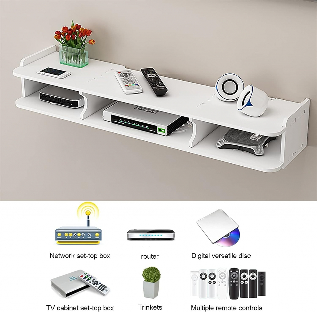 Suport router si accesorii, 3 compartimente, 20 x 60 cm [4]