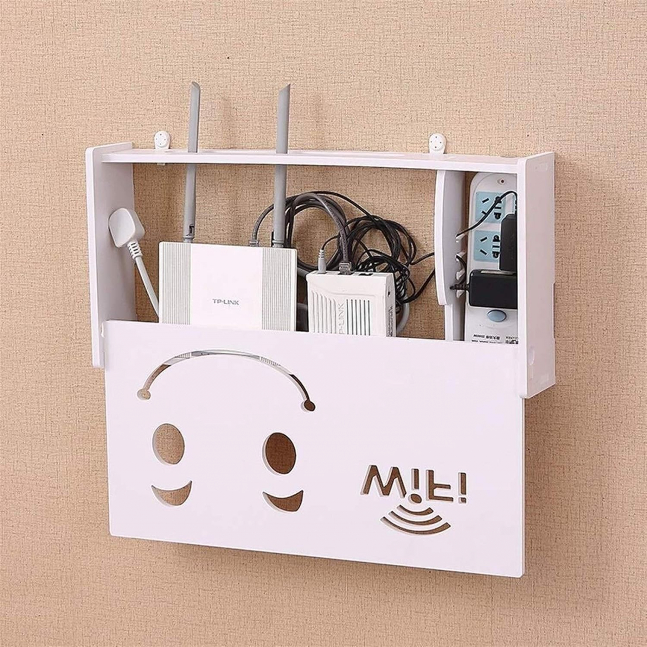 Suport router wireless pentru mascare fire si echipament WIFI, alb [1]
