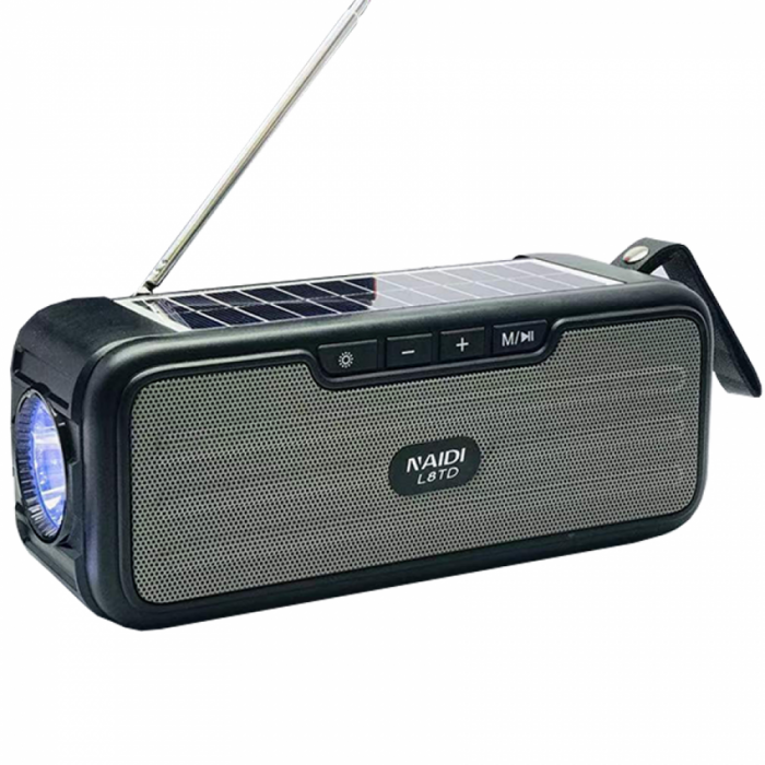 Boxa Portabila cu incarcare solara L8TD Bluetooth, USB, Radio, Lanterna [2]