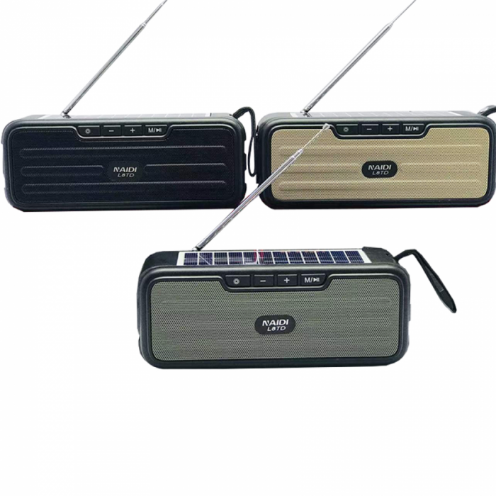 Boxa Portabila cu incarcare solara L8TD Bluetooth, USB, Radio, Lanterna [3]