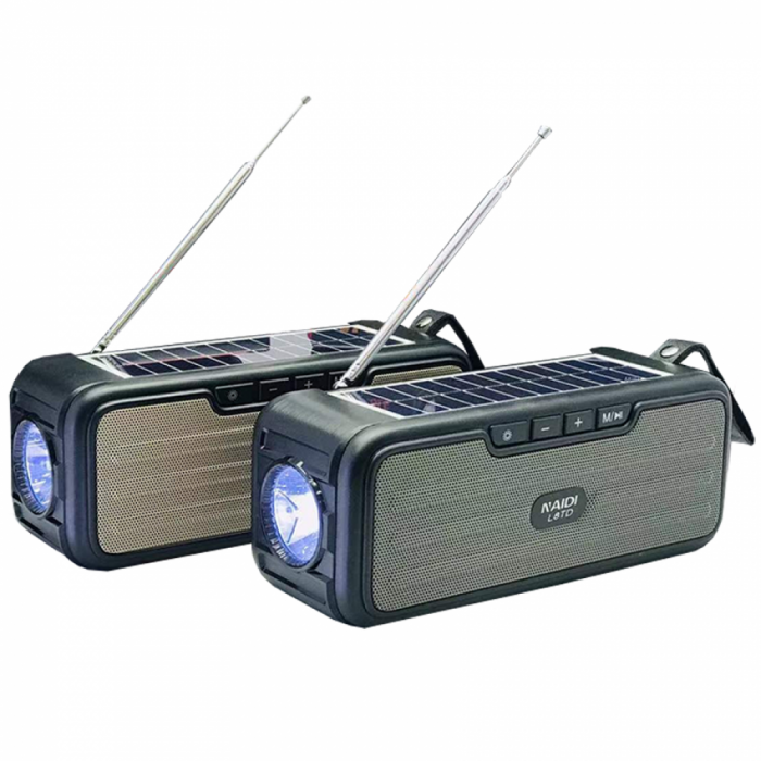 Boxa Portabila cu incarcare solara L8TD Bluetooth, USB, Radio, Lanterna [4]