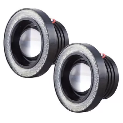 Auto - Set 2 Proiectoare ceata 89 mm Angel Eyes cu LED DRL Lumina Alba