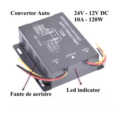 Convertor Auto 10A pentru Tensiune 24V - 12V [1]