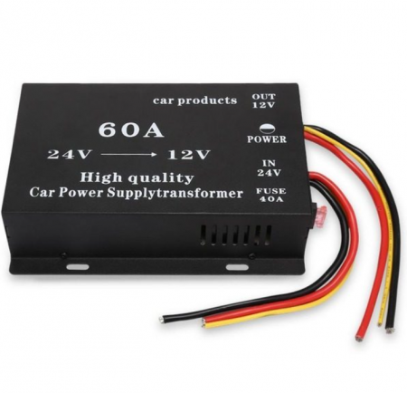 Auto - Convertor Tensiune  Auto 60A  transformator pentru 24V - 12V