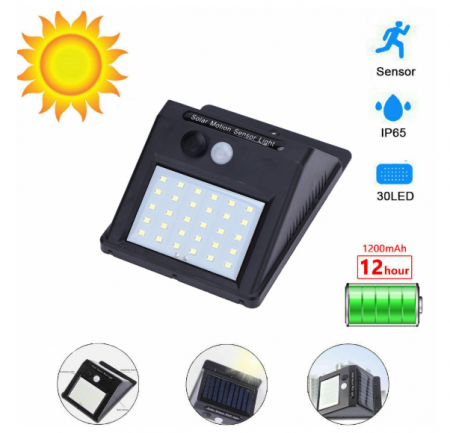 Set 5 Lampi Solare cu 30 LED, senzor de miscare si senzor de lumina [1]