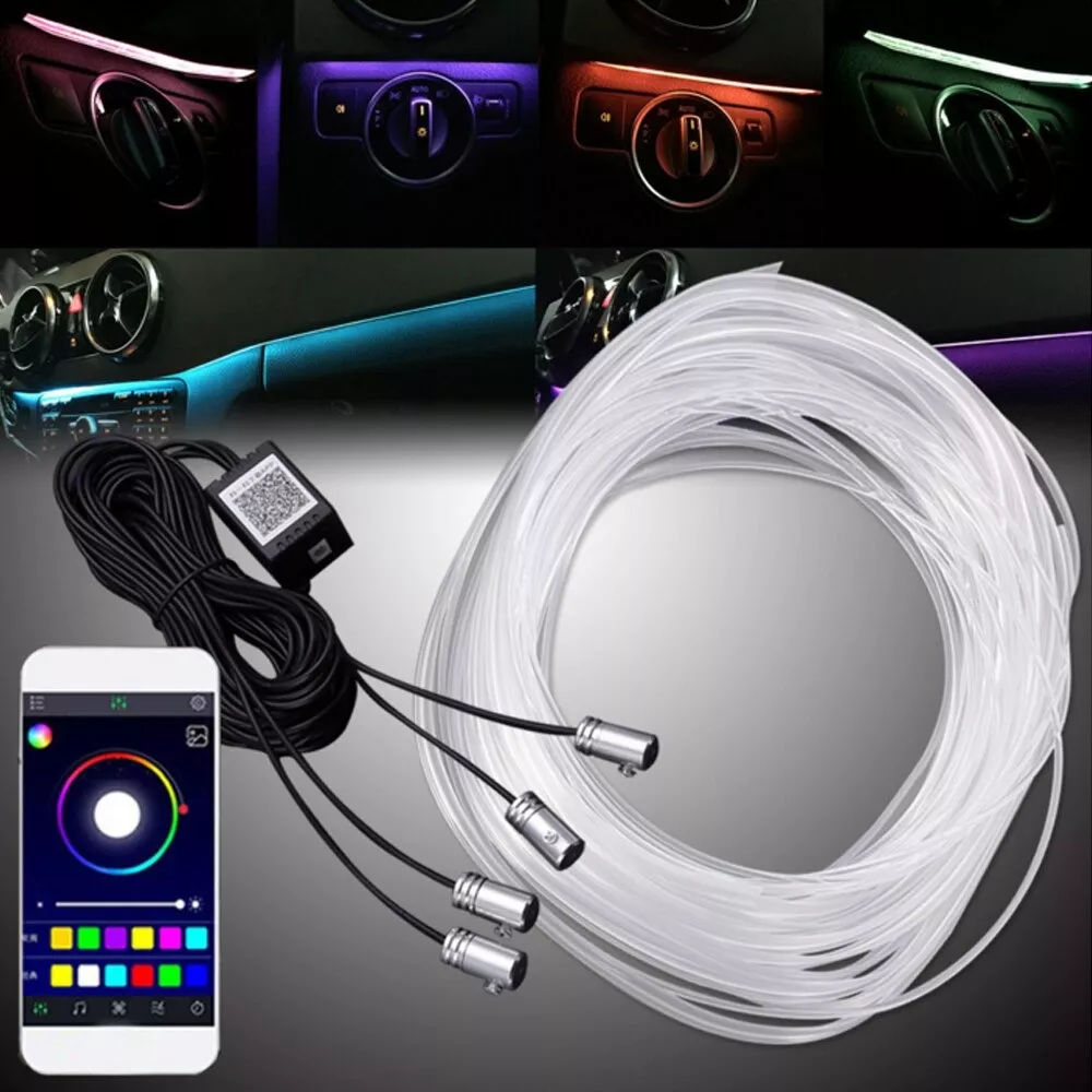 Auto - Banda LED auto, lumina ambientale , 6M, aplicatie mobil, 5 module