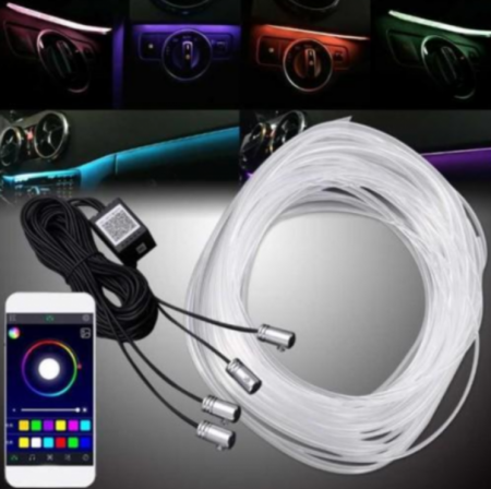 Auto - Banda LED auto, lumina ambientale , 6M, aplicatie mobil, 4 module