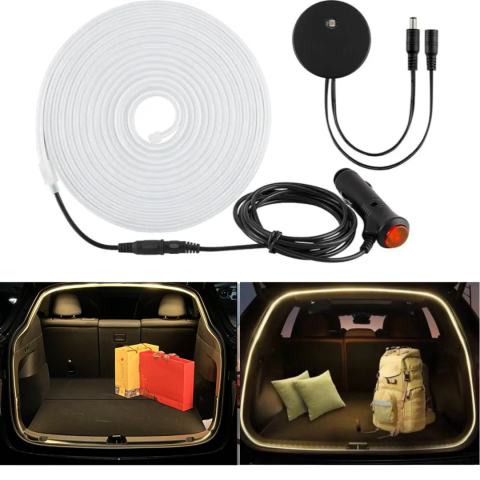 Bandă LED Portbagaj Auto 5M cu Senzor de Lumina Mufa Bricheta– Iluminare calda 12V [0]