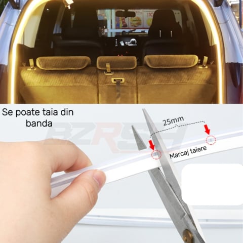 Banda LED Portbagaj Auto 4M, Pornire automata, Flexibila – Iluminare Alb Rece 12V, BZRSH [6]