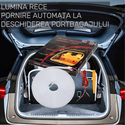 Banda LED Portbagaj Auto 4M, Pornire automata, Flexibila – Iluminare Alb Rece 12V, BZRSH [5]
