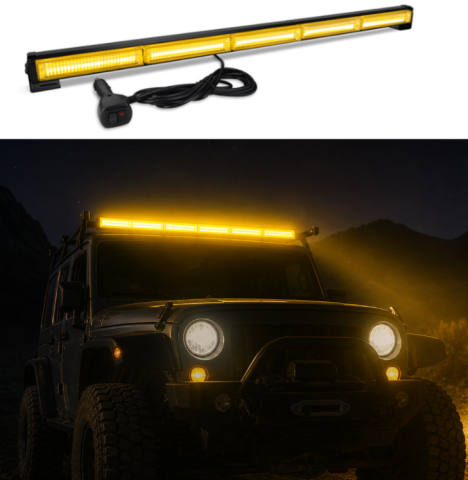 Girofar si Lumini avertizare - Bară Girofar LED BZRSH 75 cm, 5 Module COB, 12-24V – Avertizare Puternică pentru Auto și Utilaje