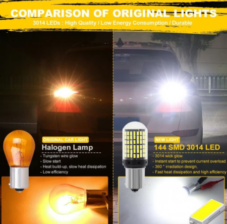 Bec LED Canbus 1156/BA15S P21W 3014, 144 LED-uri Marsarier, Alb, 6000K, BZRSH [3]