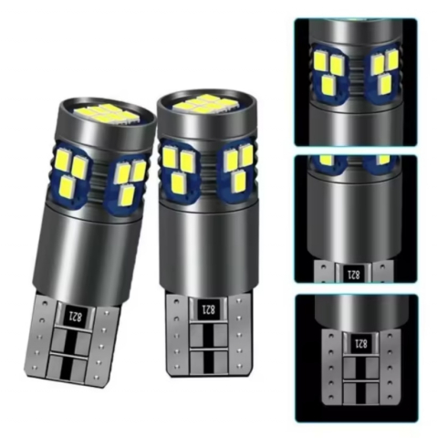 Auto - Bec LED T10 W5W BZRSH, 18 LED SMD, 12V, 2 bucati, pentru pozitie, plafoniera, portbagaj, semnalizare, lumini oglinda, lumini ambientale, lumina alba 6000k, canbus