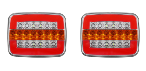 Lampi Remorca - BZRSH Set 2 Lămpi Stop LED Remorcă Camion 12V/24V, 4 Funcții, Semnalizare Dinamică, 125x95x36 mm