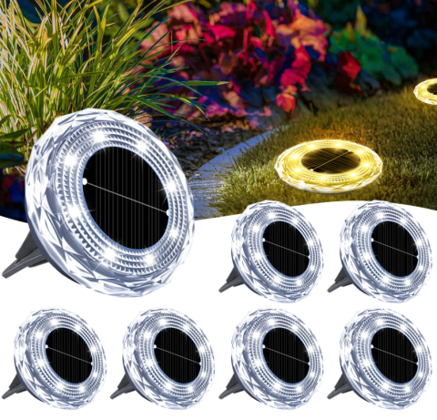 Lampi solare - BZRSH Set 8 Lămpi Solare de Grădină, diametru 7 cm, LED Lumină Caldă, IP65 – Iluminat Elegant fără Cabluri